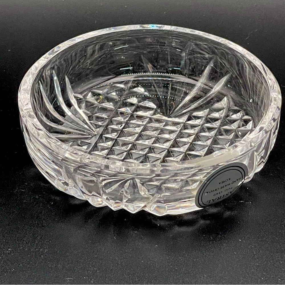 Astral Diamond Cut Bowl Full Lead‎ Handmade Crystal Korea Clear 3 Inch